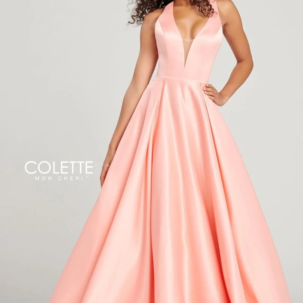 NWT coral gown by Mon Cheri, sz 4